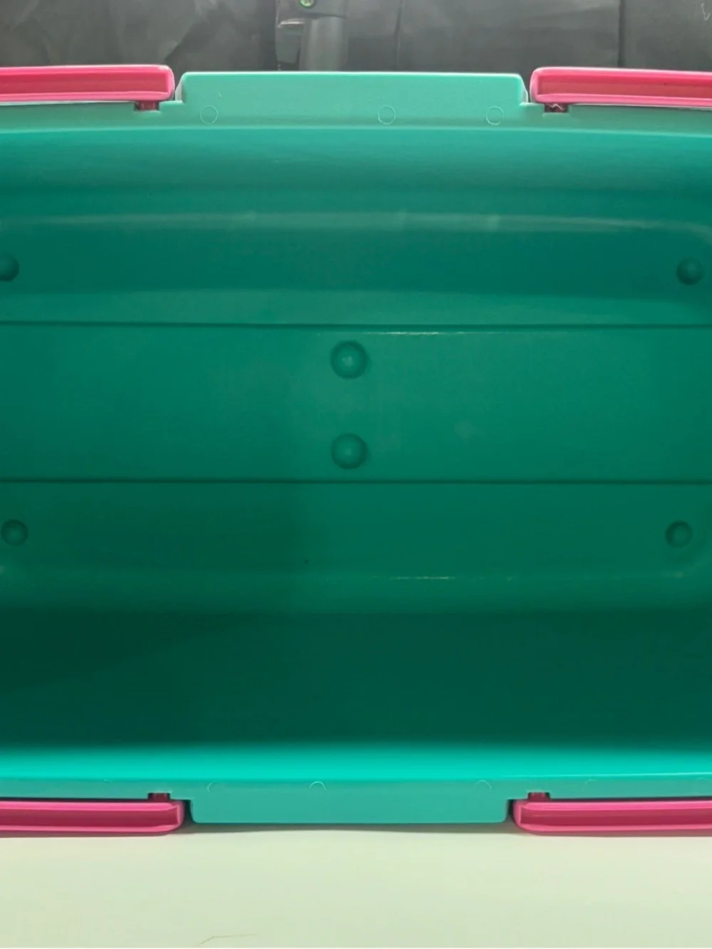 Teal Sewing Supply Case with Pink Handles
